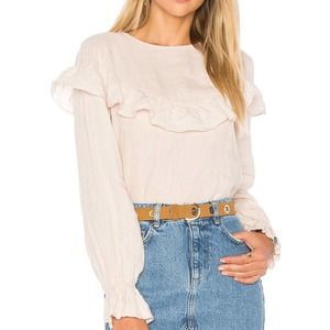 NWT Anine Bing Linen Blush Ruffle Top - XS
